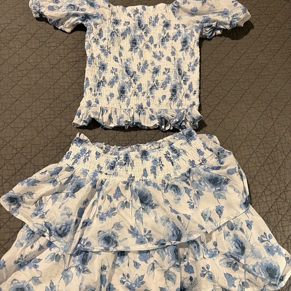 Art Class Blue and White Smocked Set